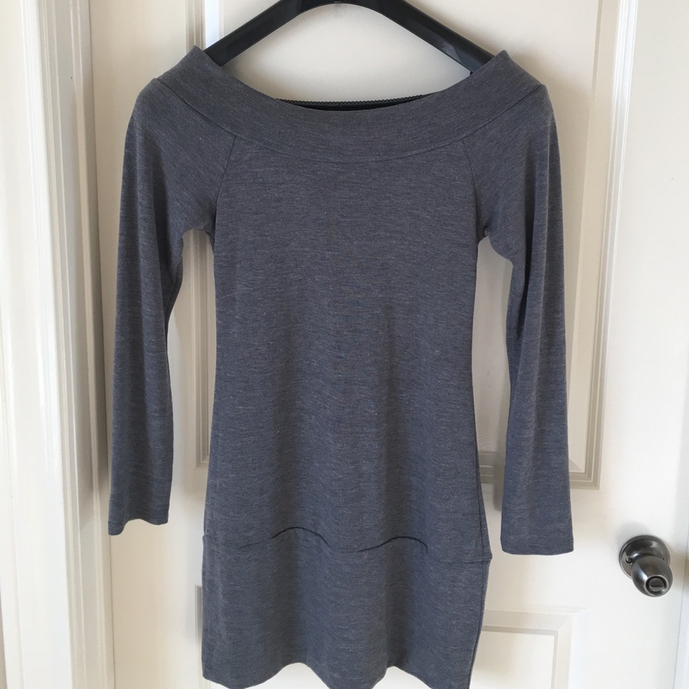 NWT Gray soft off the shoulder dress