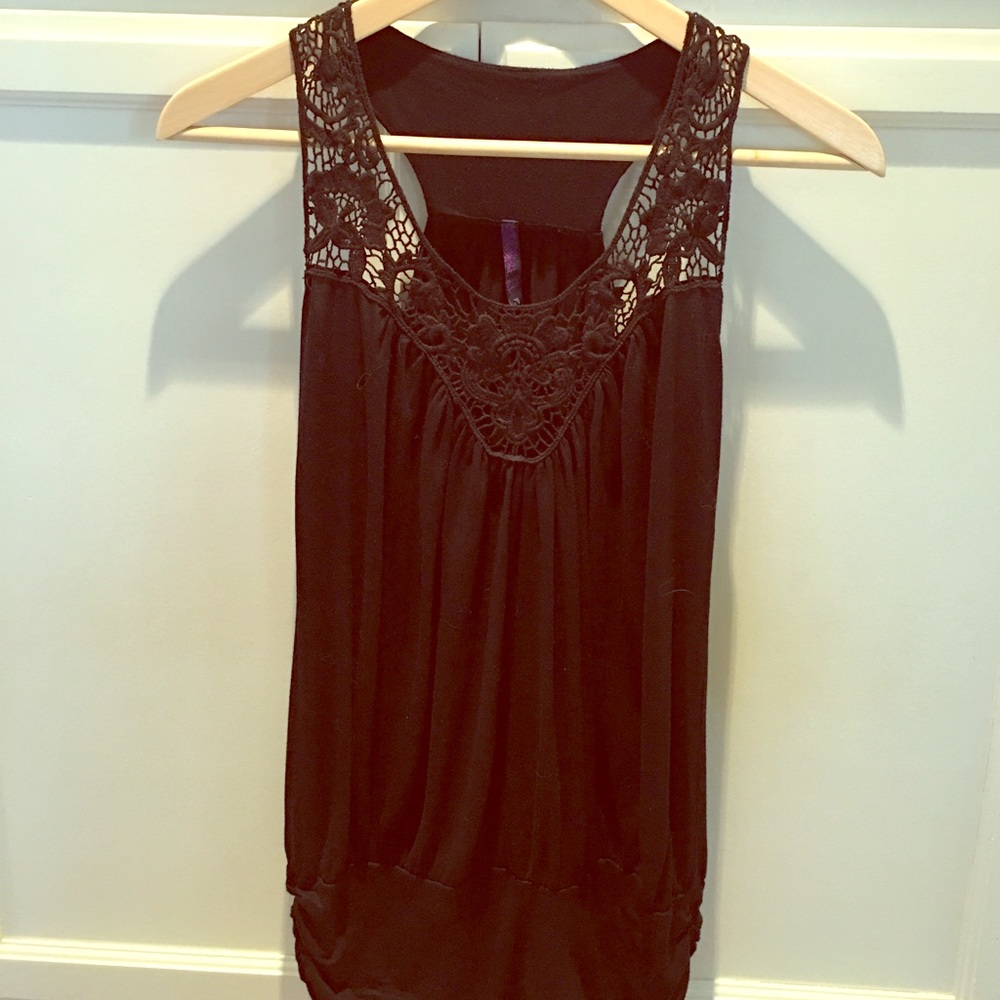 Black crocheted racer back