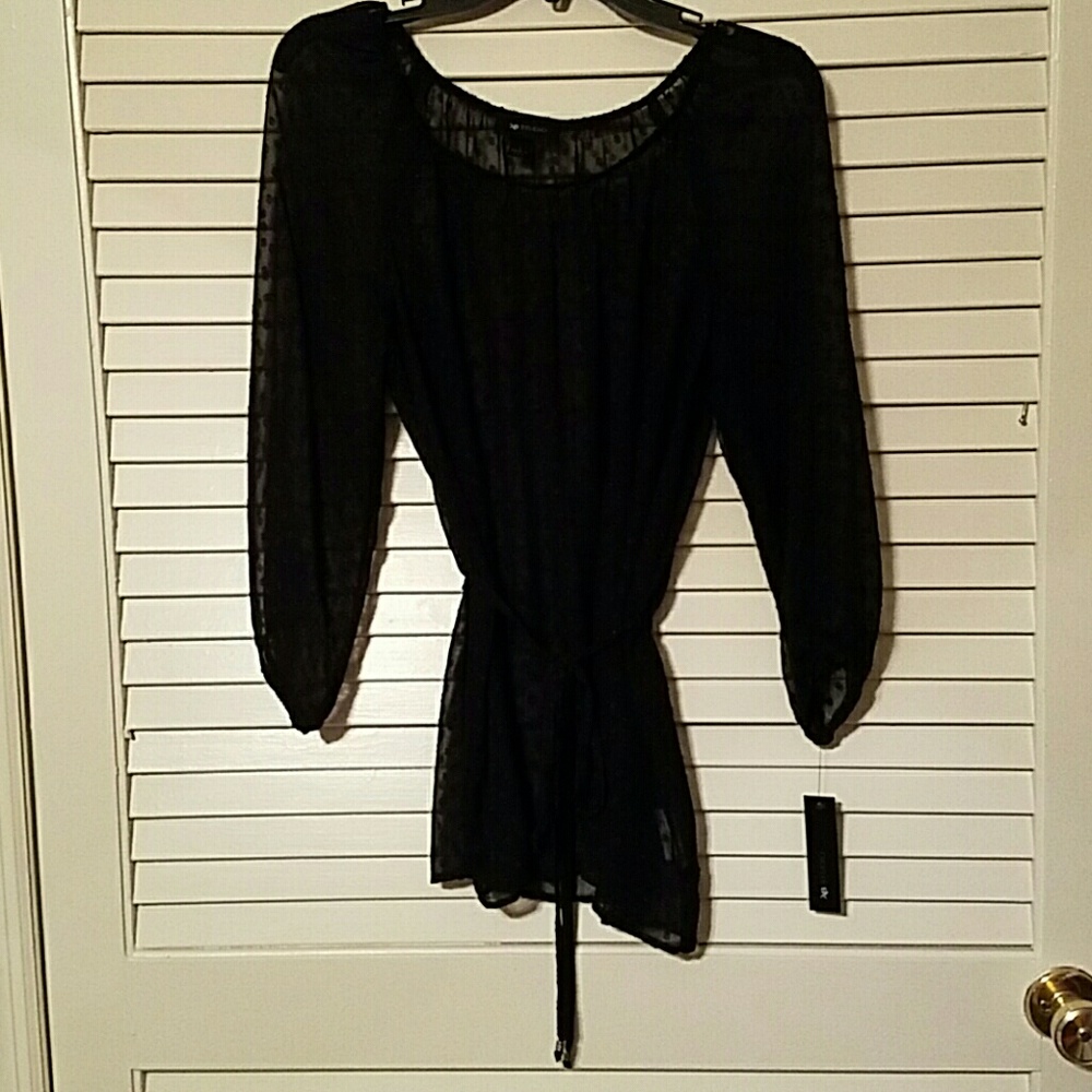 Make an offer - Black polka dotted sheer top