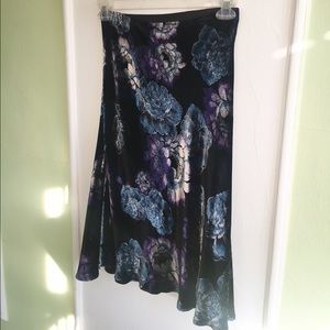 Anthropologie Odille Velvet Floral Skirt