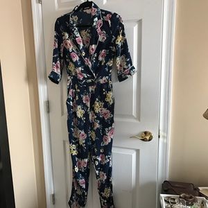 Missguided Floral Faux Wrap Jumpsuit