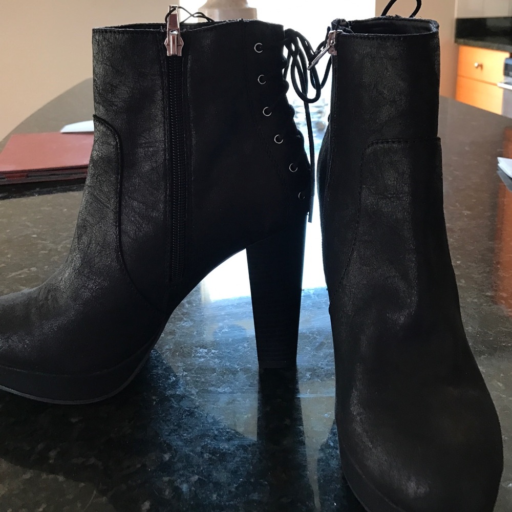 Black lace back booties