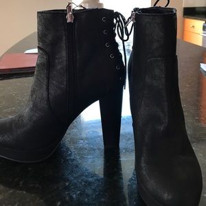 Black lace back booties