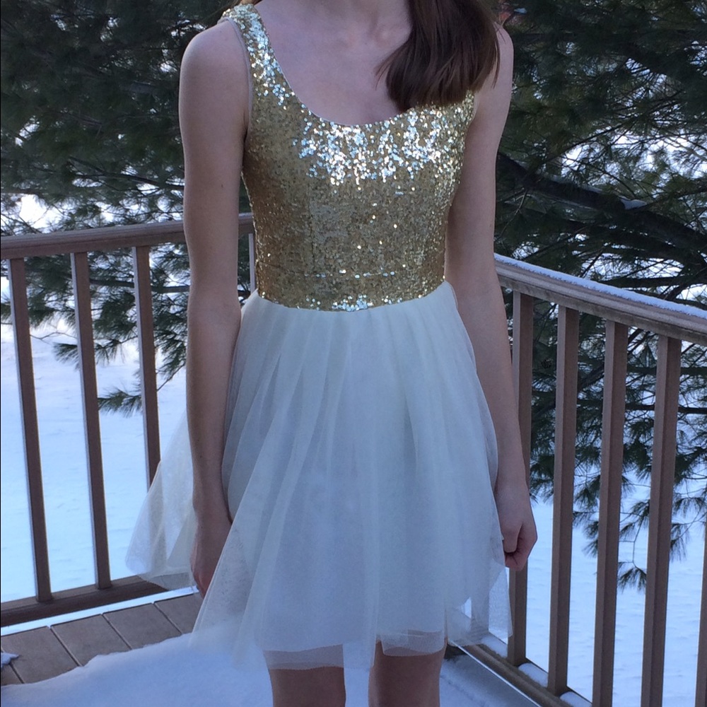 White and gold dress