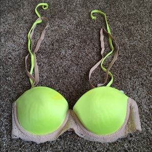 NWT Pink VS neon yellow/nude multi way push up bra
