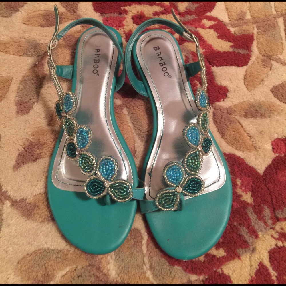 Beaded Shades of Green Sandals