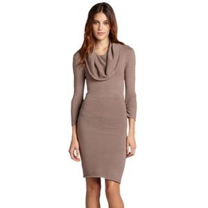 BCBGMAXAZRIA Cowlneck Ruched Sweater Dress