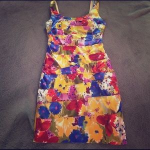 Colorful floral print bodycon dress