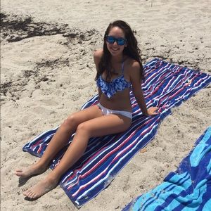 PINK Blue and white bathing suite top