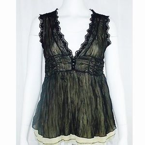 Anthropologie odille  romantic ruffled  top lace