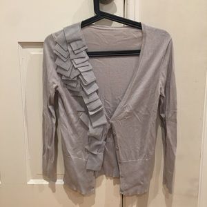 gray cardigan