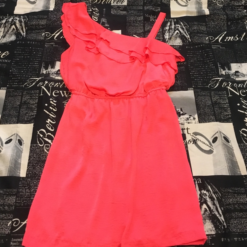Coral ruffled dress