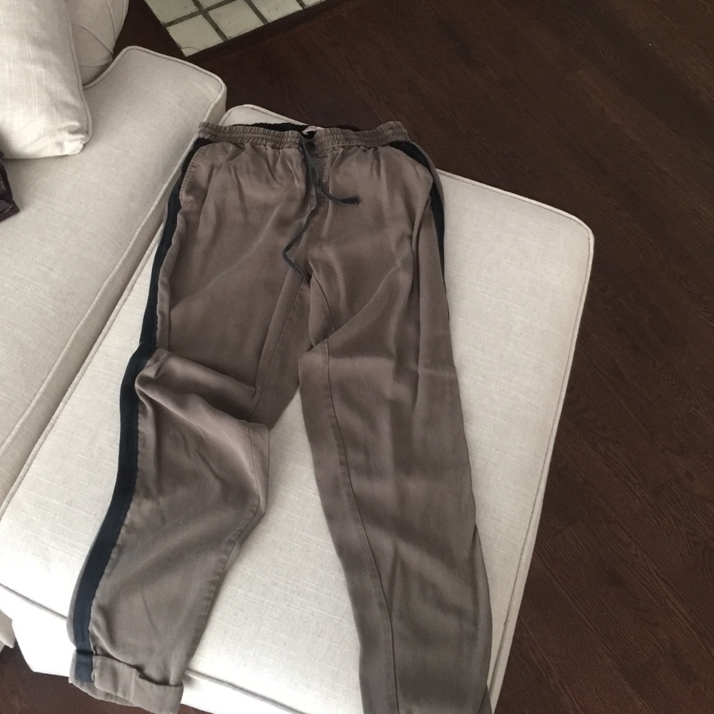 Army green lounge tuxedo pants