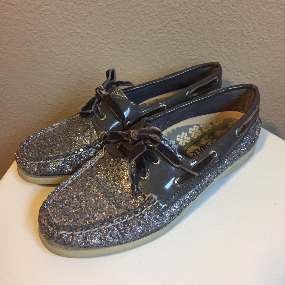 Sparkly Grey Sperry Topsiders
