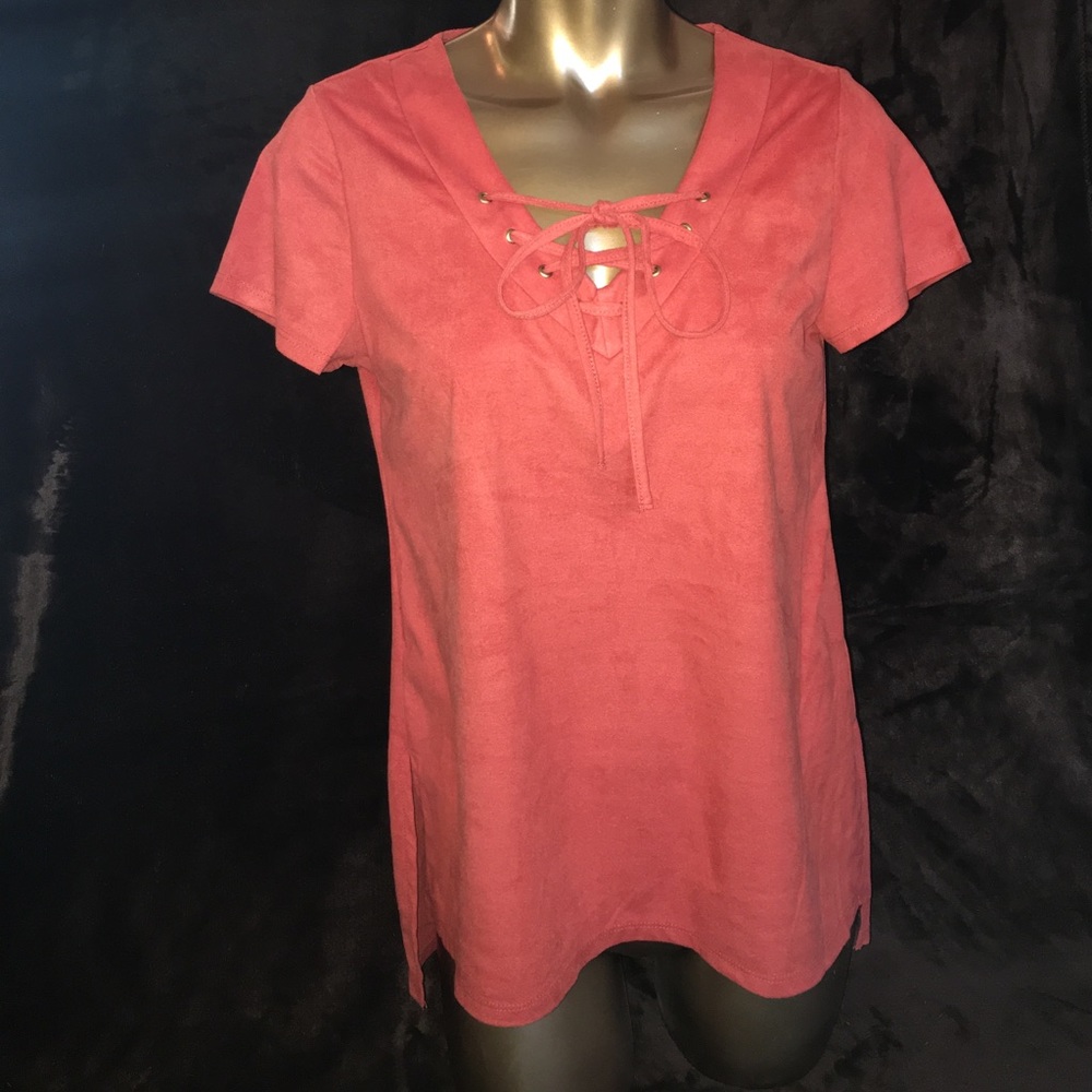 Burnt orange front tie top