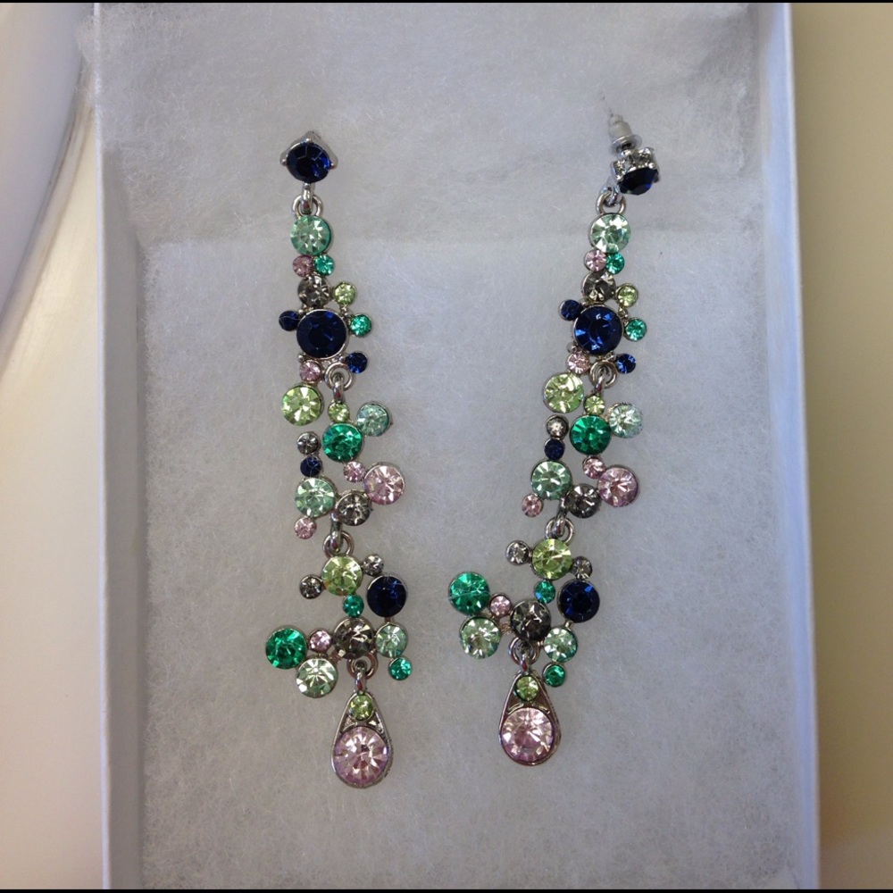 Long crystal pageant earrings