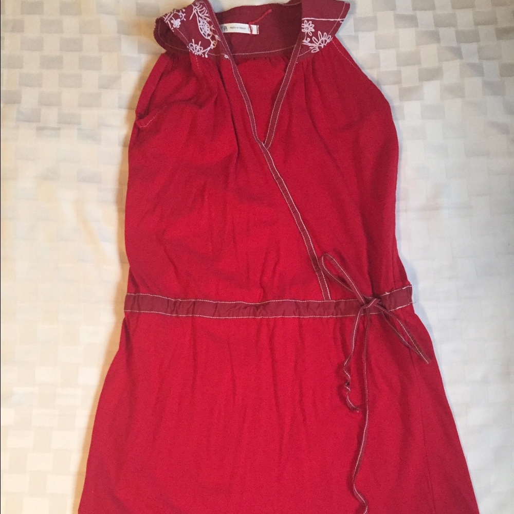 Cute casual red cotton dress