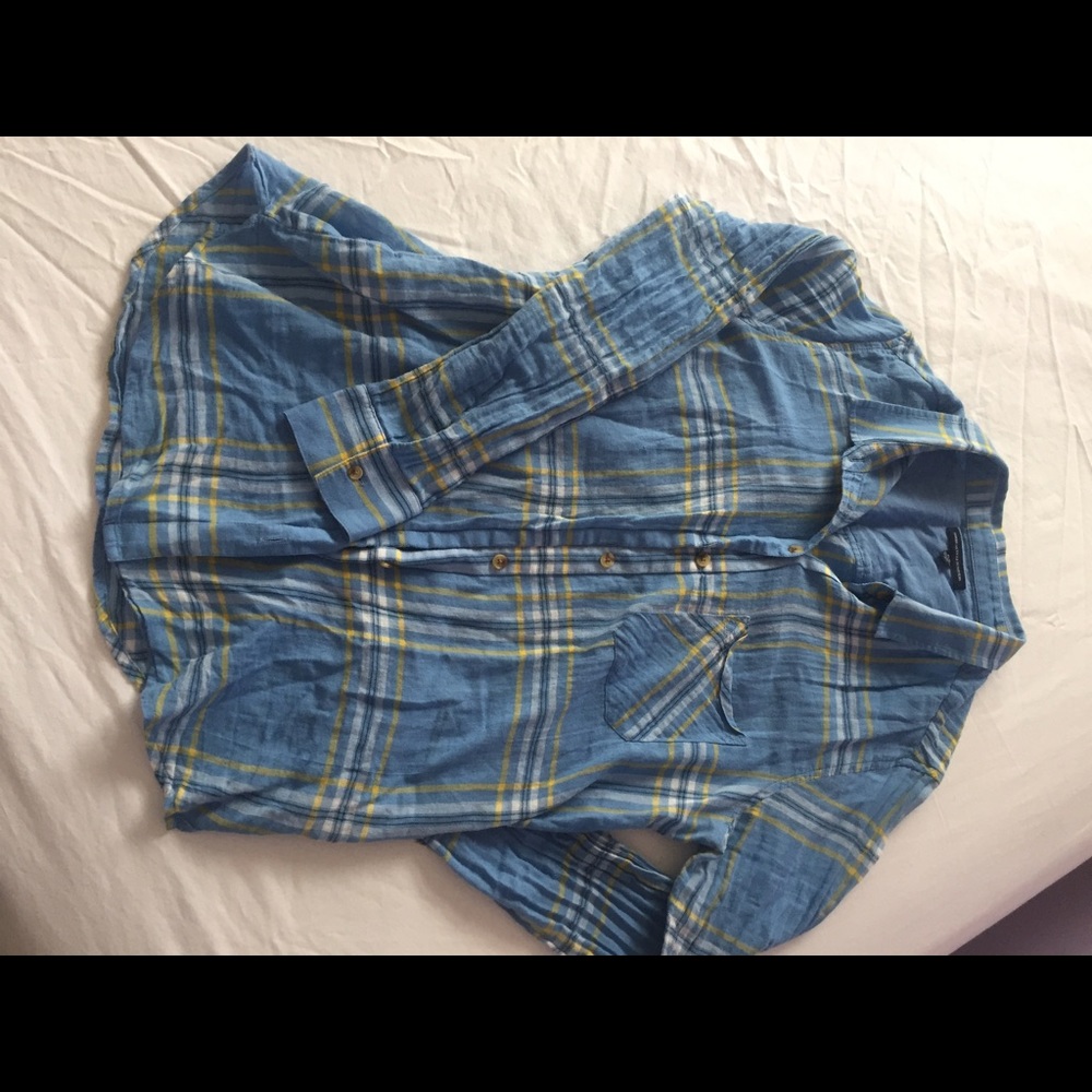 Pale blue and yellow flannel