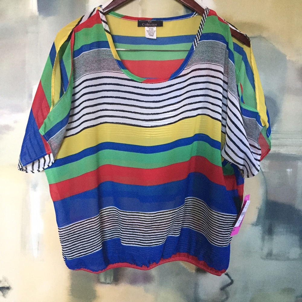 Multi sheer cold shoulder top, Size L