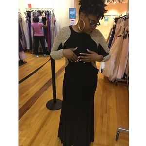 Xscape Silver Beaded Ball Gown