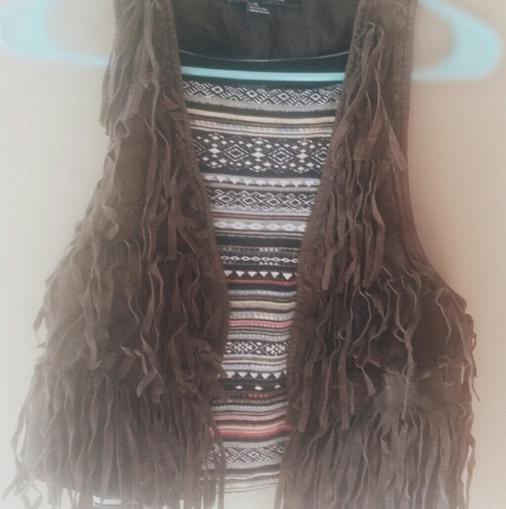 Suede fringe vest
