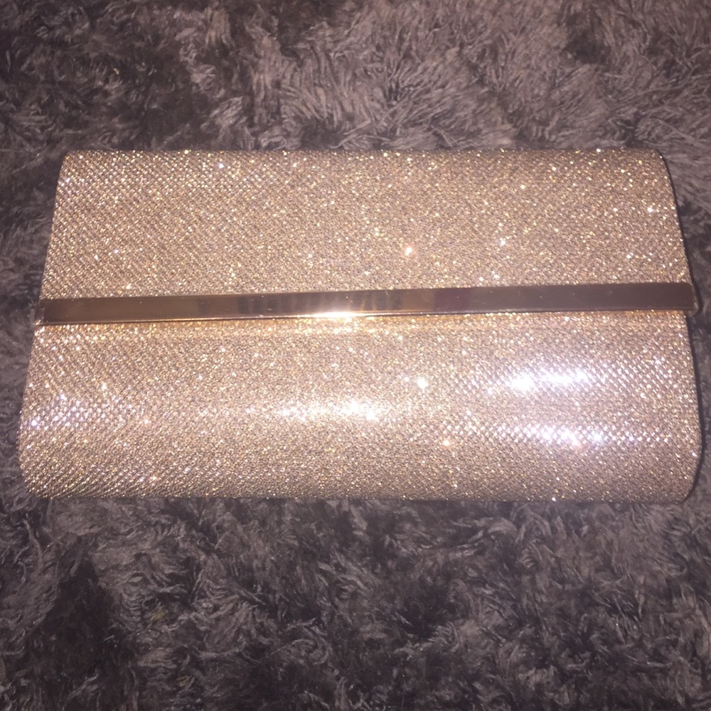 Bare Minerals Gold glitter clutch purse/wallet