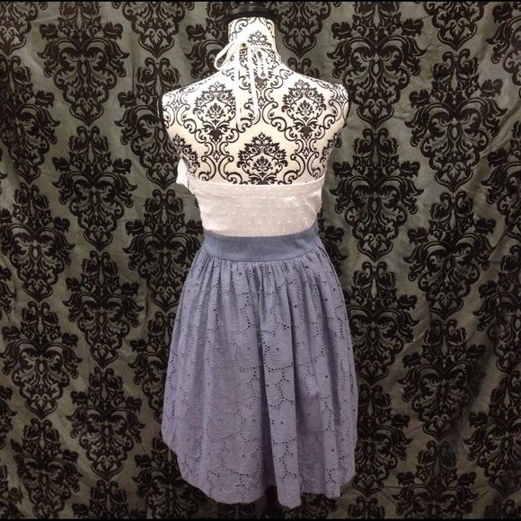 XOXO Chambray Eyelet Fluffy Halter Dress - Picture 4 of 4