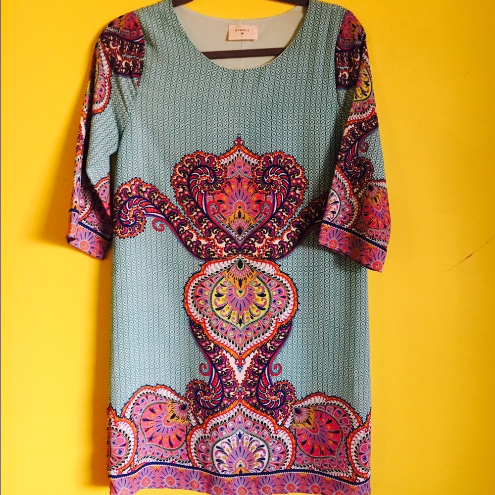 Everly printed 3/4 sleeve dress