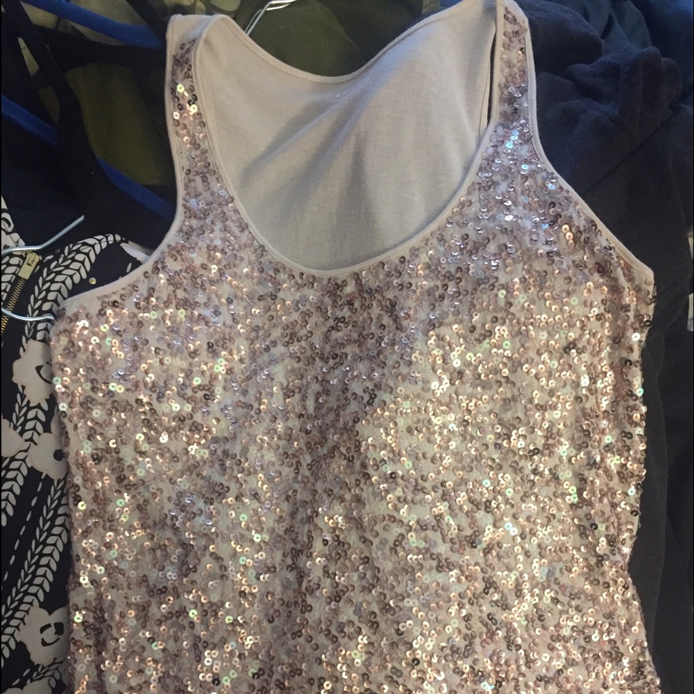 EXPRESS: Tan sequins tank.