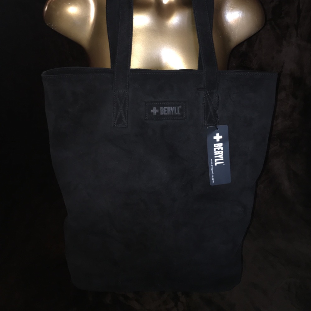 NWT AUTHENTIC BERYLL GENUINE SUEDE BAG BLACK