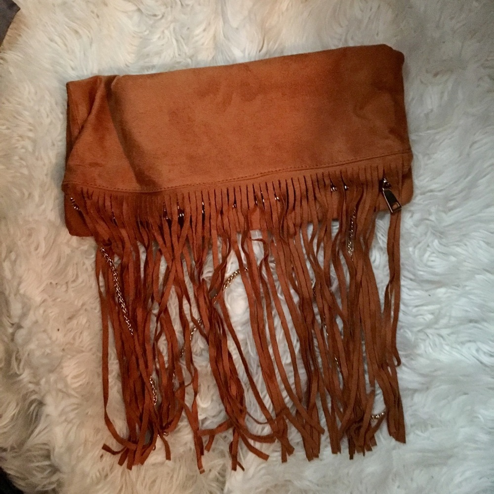 NWOT Fringe fold over bag