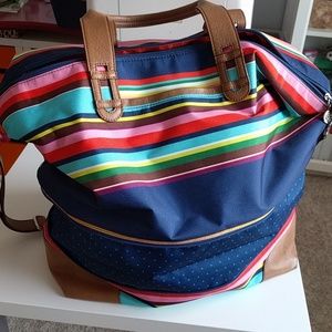 Striped getaway expandable bag