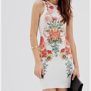 White floral bondage dress