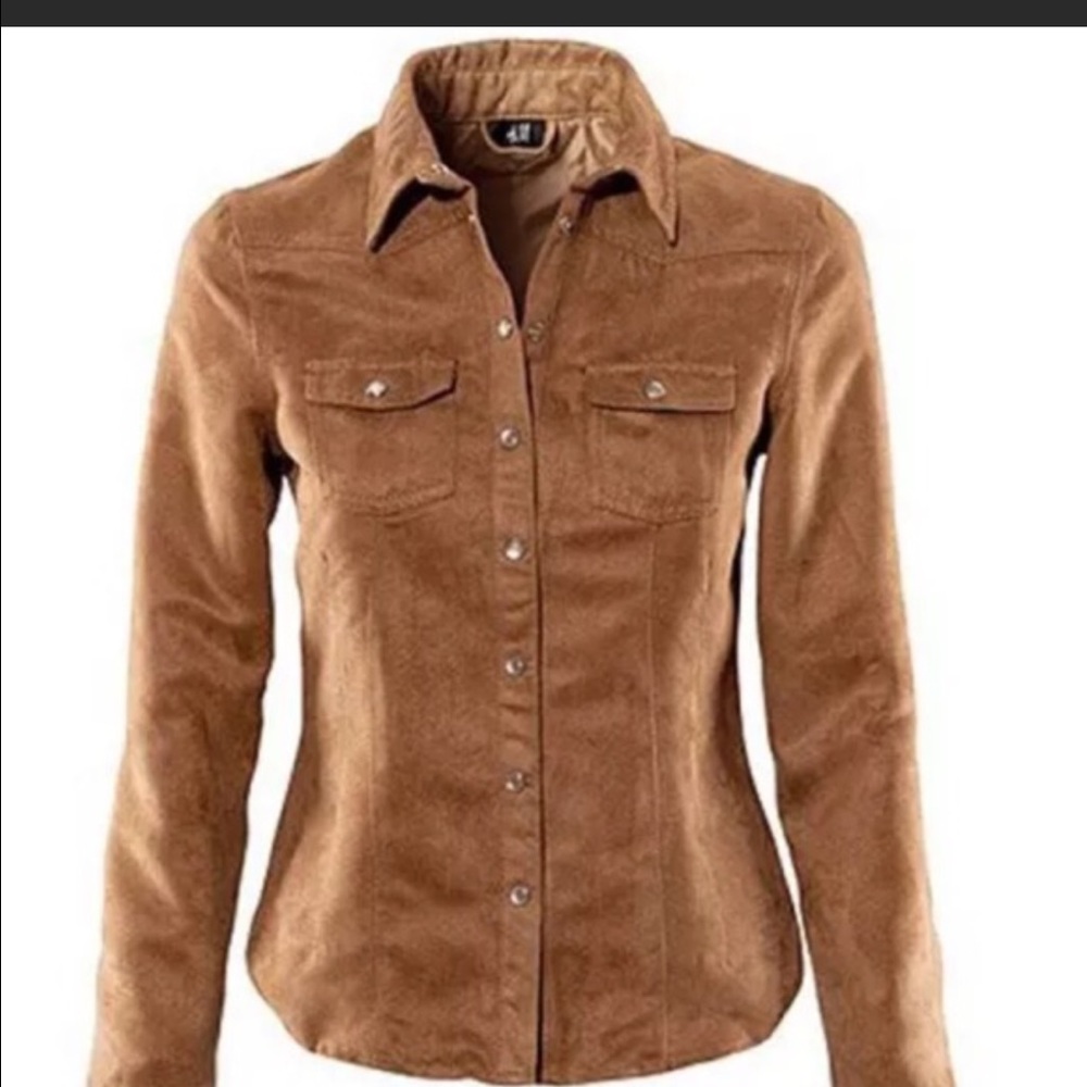 H & M caramel suede blouse size 6 - Picture 4 of 4