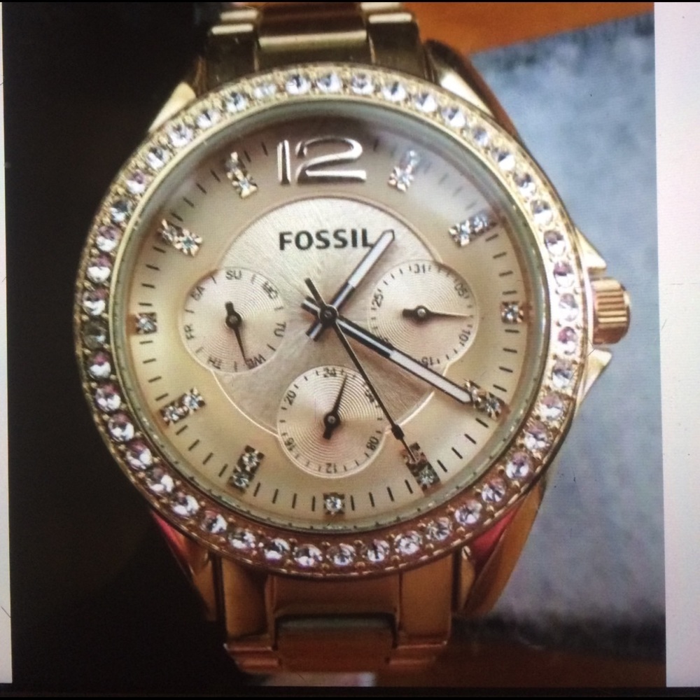 Fossil Women Riley Rose Gold Tone Stainless Watch