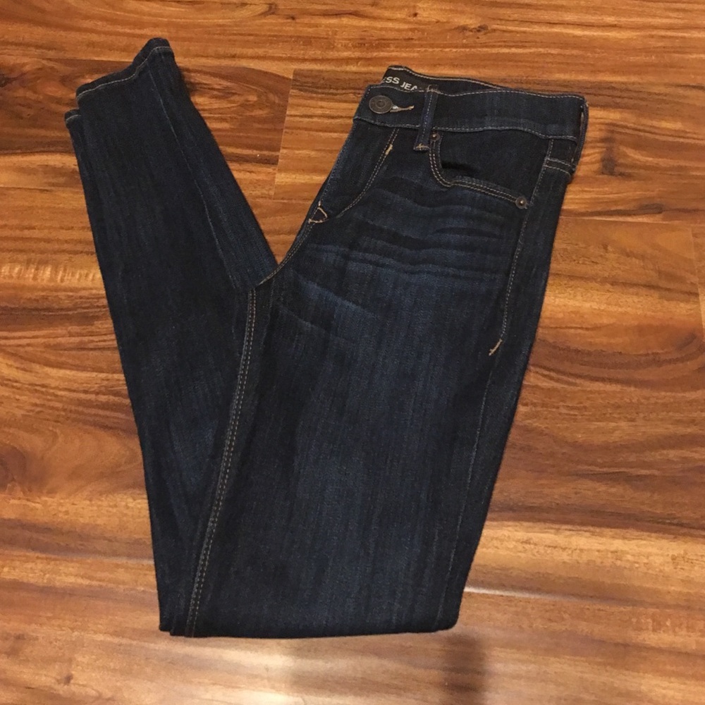 Express dark blue skinny jeans