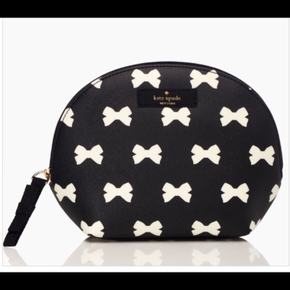 Kate Spade Pouch w black and white bows - Picture 2 of 3