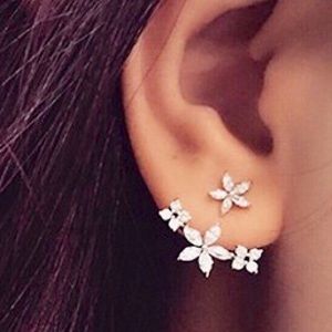Multi flower ear jackets,cartilage stud ear jacket