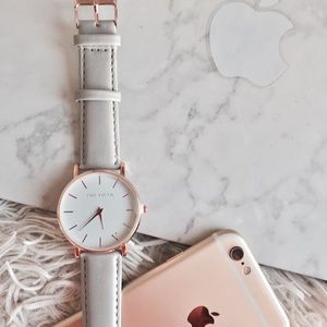 Large Face Light Grey Rose Gold Watch