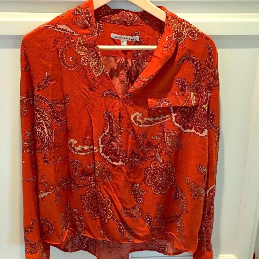Burnt orange paisley top