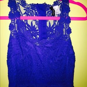 Mini embroidered blue dress