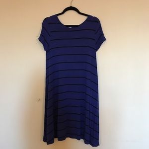 Blue + Black Striped Swing Dress