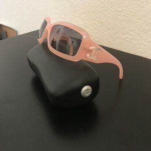 CHANEL translucent pink sunglasses with case