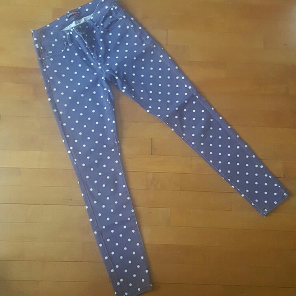 High Waisted, Polka Dotted Skinny Jeans, Size 25 - Picture 3 of 5