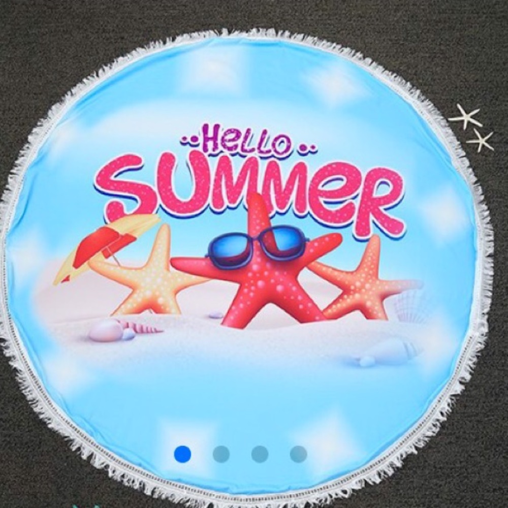 Hello Summer Starfish Round Beach Scarf/Sarong
