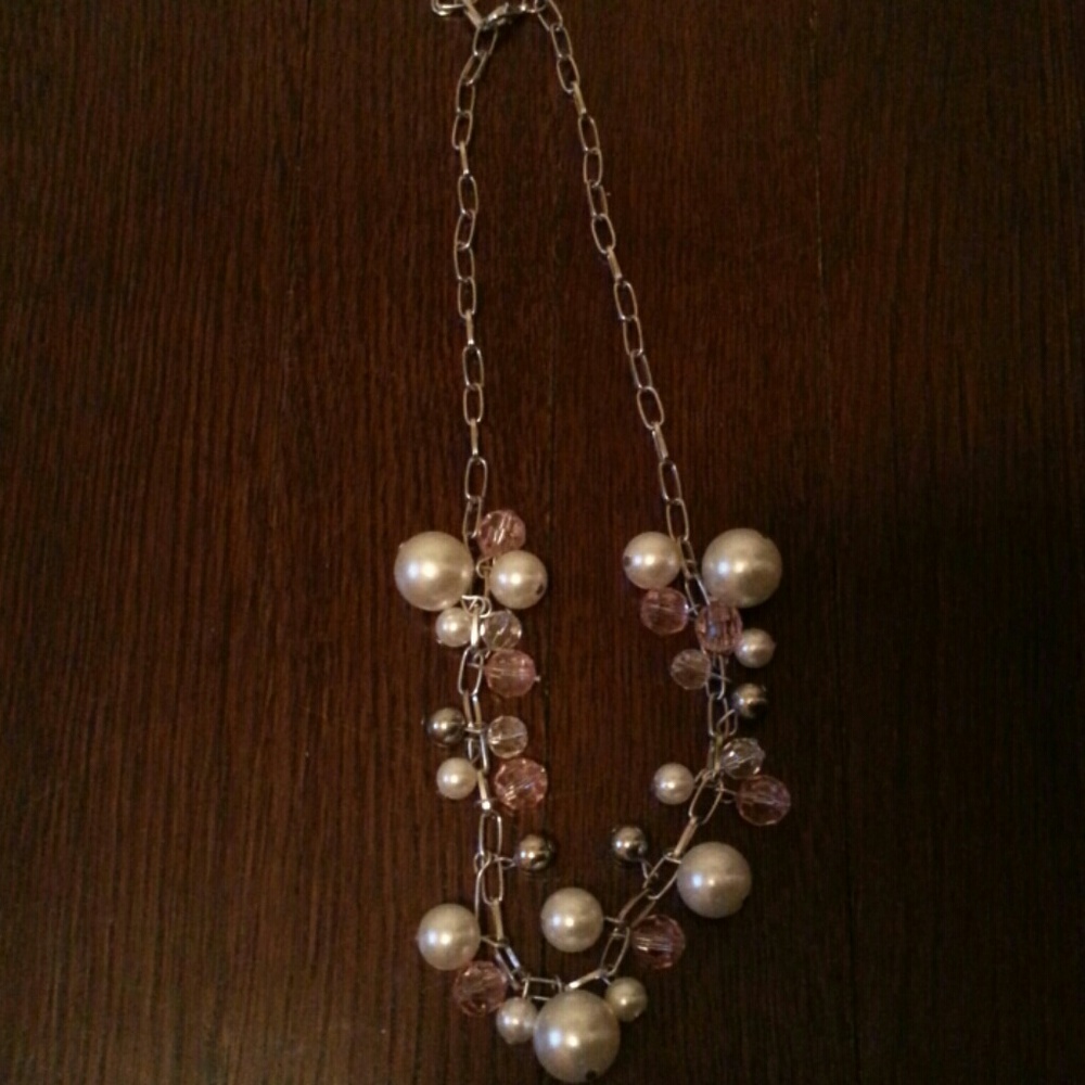Pink beads and pearl necklace