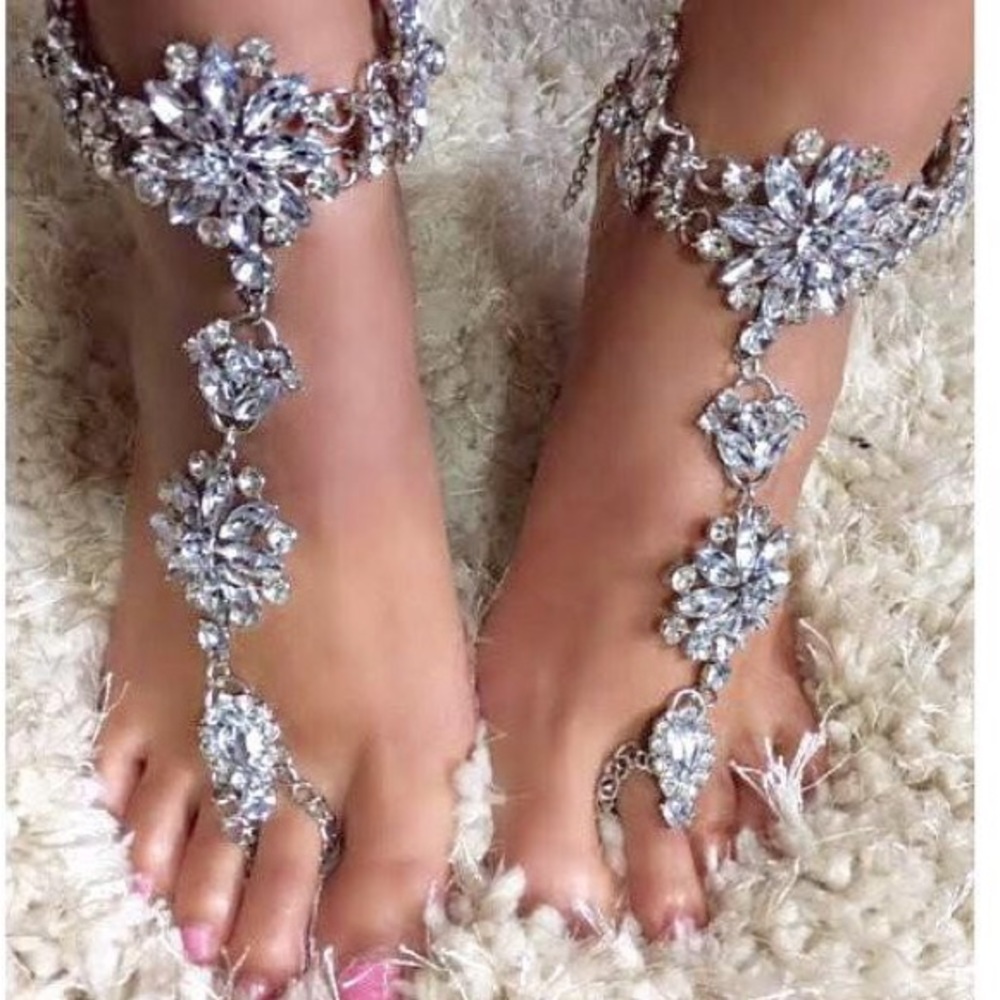 Jeweled Crystal Beach Barefoot Sandals Weddings