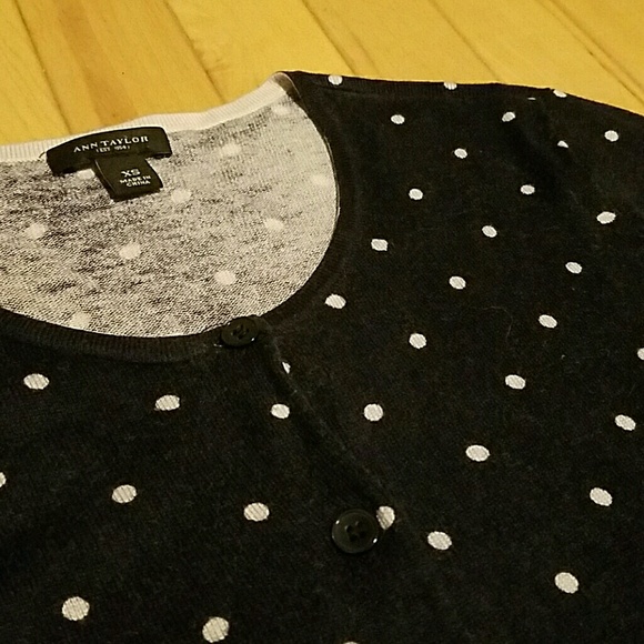 Ann Taylor navy polka dot cardigan - Picture 3 of 4
