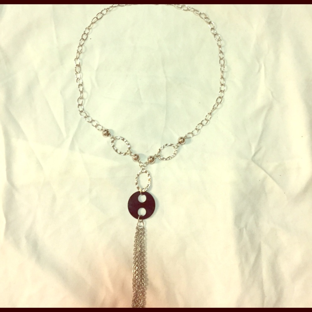 Silver and onyx necklace