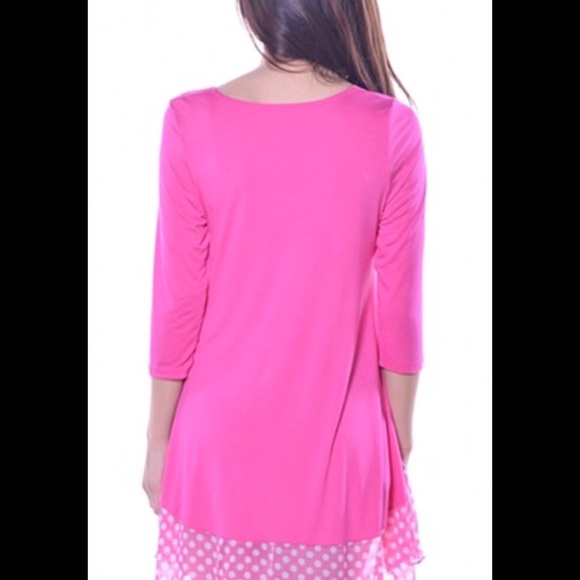Pink Polka Dot Chiffon Hem Tunic Top BNWT - Picture 2 of 3